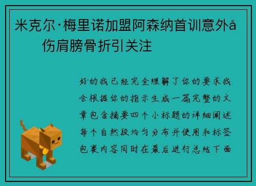 米克尔·梅里诺加盟阿森纳首训意外受伤肩膀骨折引关注